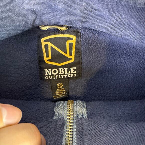 Noble Outfitters oversized distressed 1/4 zip navy sweatshirt mens XXL - Picture 4 of 6